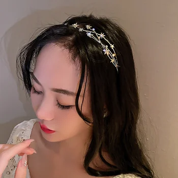 FYUAN korejskem Slogu Star Kristalno Hairbands za Ženske Listnate Veje Nosorogovo Poroko Pokrivala za Lase Pribor Nakit