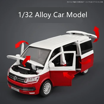 1/32 Volkswagen Multivan T6 MPV Zlitine Diecast Kovinski Poslovni Namen Vozila Simulacije Igrača Avto Model, Zvoka, Svetlobe Otroško Darilo
