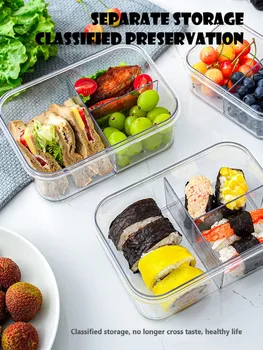 Multi-funkcijski hladilnik zaprti škatla za shranjevanje, se lahko razdeli, z prozoren pokrov, sveže sadje in zelenjava
