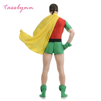 Robin Damian Wayne Cosplay Kostum Stranka Tim Drake Rdeče Cosplay Jumpsuits & igralne obleke s Plašč Zentai Halloween Kostum