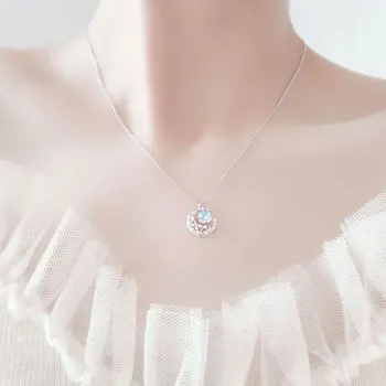 Luna Neckce Diamond Clavicle verige Kristal Opal Krog Čar Ogrlica Za Ženske choker collares svate Modni Nakit