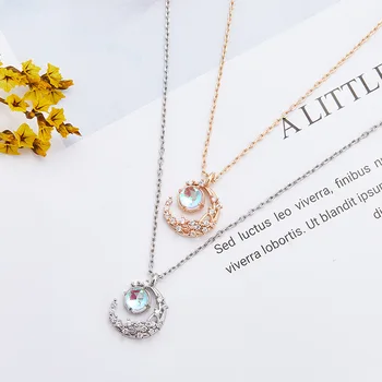 Luna Neckce Diamond Clavicle verige Kristal Opal Krog Čar Ogrlica Za Ženske choker collares svate Modni Nakit