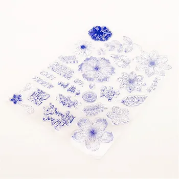 15x21cm modro cvetje Pregledna, Jasno Znamk Silikonska Tesnila Roller Žig DIY scrapbooking foto album/Kartico, zaradi Česar