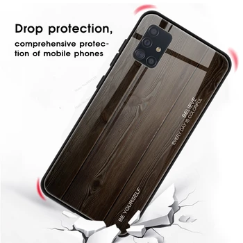 Pokrovček Za Samsung A32 5G Primeru, kaljeno steklo ohišje za Samsung Galaxy A32 A52 A72 A42 A12 SM-A326B A526B Lesene Stekla Coque
