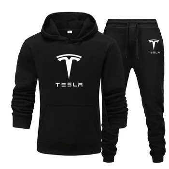 2 Kosa Določa Trenirka Moški Novo Energijo Tesla Trenirko hlače Pulover Hoodie Sportwear Znoj Obleko Priložnostne Sportsuits