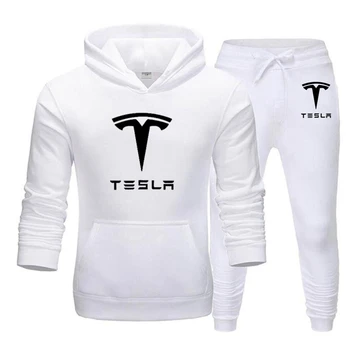2 Kosa Določa Trenirka Moški Novo Energijo Tesla Trenirko hlače Pulover Hoodie Sportwear Znoj Obleko Priložnostne Sportsuits