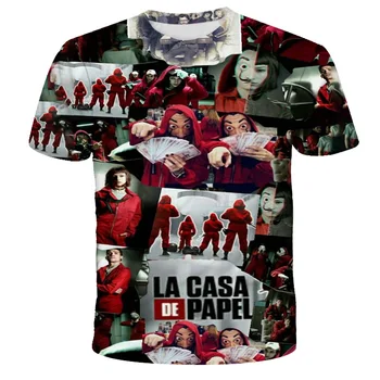 Film Denarja Heist Hiša iz Papirja La Casa De Papel T Shirt 2021summer Fantje, Dekleta, Otroci majice 3D Hip-hop stilu Tshirt