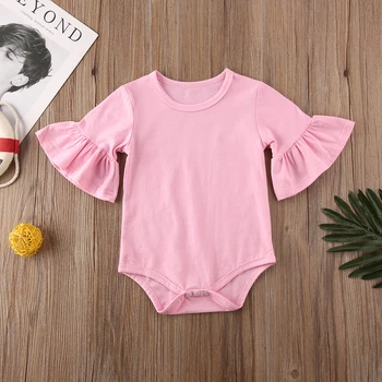 Pudcoco Newborn Baby Girl Obleke Sežgati Sleeve Solid Romper Jumpsuit Sunsuit Baby Poletnih Oblačil Eno-kosov