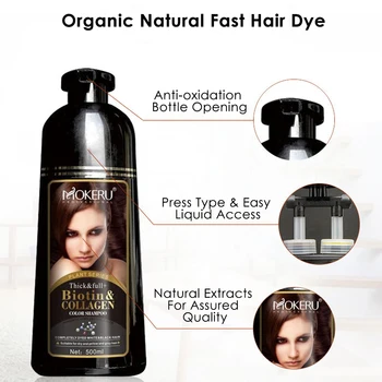 Mokeru Organskih Naravnih Hitro Lase 500 ML Rastlinskega Bistvo Črne Lase Barve za Barvanje Šampon Za Kritje Sivo Bele Lase