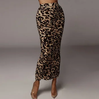 3 Barve Ženske Dolgo Krilo Svinčnik Faldas Seksi Leopard Tiskanja Krila Visoko Pasu Stranka Urad Dama Priložnostne Odhaja 2021 Jupe Femme