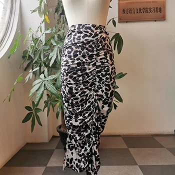 3 Barve Ženske Dolgo Krilo Svinčnik Faldas Seksi Leopard Tiskanja Krila Visoko Pasu Stranka Urad Dama Priložnostne Odhaja 2021 Jupe Femme