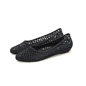 Nove ženske plastičnih žele sandale ravno non-slip divje delo čevlji votlo luknjo non-slip plaži čevlji