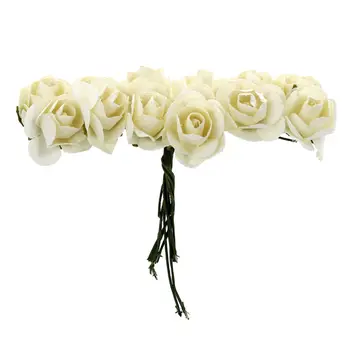 144pcs Mini Droben Papir, Umetne Vrtnice Brsti Cvetje DIY Obrti Poroko Dekor Doma, Slonovine