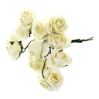 144pcs Mini Droben Papir, Umetne Vrtnice Brsti Cvetje DIY Obrti Poroko Dekor Doma, Slonovine
