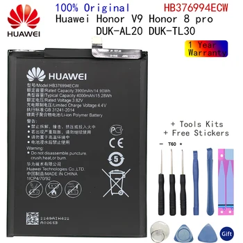 Baterija Za Huawei Honor 8 Pro Čast V9 DUK-L09 DUK-AL20 DUK-TL30 4000 mah HB376994ECW Original Visoke Kakovosti Telefon Batteria AKKU