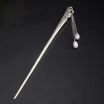 Prvotni načrt Tajski srebro retro ostra pearl tassel Kitajski vzorec obrti čar svetlobe luksuzni lady srebrni nakit