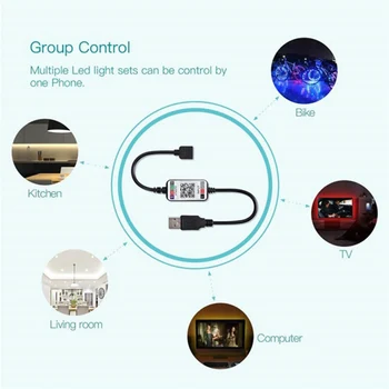 Mini Bluetooth, združljiva 4.0 Svetlobe Prilagodljiv Trak Fita RGB Led Luči Trak Diod Brezžični Krmilnik LED Trakovi USB Krmilnik