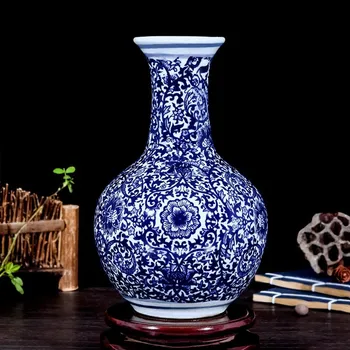 Kitajski Jingdezhen Keramike Modra Belega Porcelana Cvet Vazo Okraski Doma Dnevna Soba Dekoracijo Študijske Sobe, Oprema Obrti