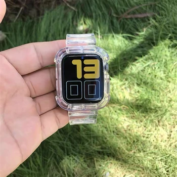 Šport Prosojni Trak za Apple Watch Band Serija 1 2 3 silikona za Iwatch SE 6 5 4 Trak 38 mm 40 mm 42mm 44 wirst zapestnica