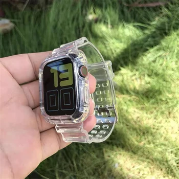 Šport Prosojni Trak za Apple Watch Band Serija 1 2 3 silikona za Iwatch SE 6 5 4 Trak 38 mm 40 mm 42mm 44 wirst zapestnica