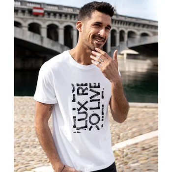 KUEGOU Bombaž O-vratu Oblačila moška T-shirt Kratek Rokav Moda Pismo Tiskanja Tshirt Poletne Ulične Top Plus Velikost 90028