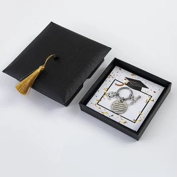 Doktorski Skp bonboniera Doctorial Klobuk Embalaža Gift Box s Keychain voščilnico, Kartonske Dragee Piškotek Vrečke Diplomi Darilo