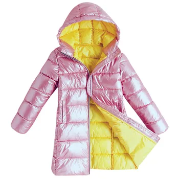 Dekleta/Fantje zimsko jakno Srebrna, roza otroci navzdol bombaž Nepremočljiva plašč smučarski kombinezon moda Dolg plašč Hooded parka dekleta navzdol coats