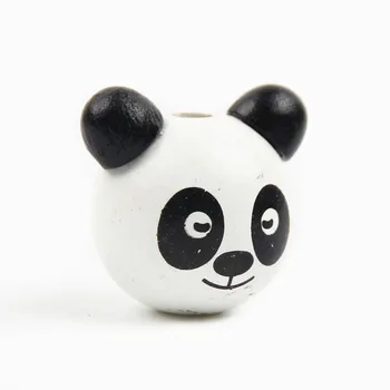5Pcs 25 mm Srčkan Panda Bear Lesene Okrogle Kapljice Za Otroke, Igrače in Dekoracija Lesenih Obrti DIY Baby Cucla Verige Opremo