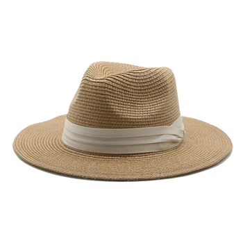 Poletni klobuki sonce slame moški ženske trdna pasu pasu priložnostne ženske klobuki na prostem black kaki kamele plaži potovanja ročno ženske sonce klobuki