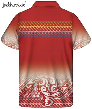 Jackherelook Rdeče Polinezijski Plemenski Samoa Blagovno Znamko Design Poletje Vrhovi Kratka Sleeved Havajske Srajce Plaži Moška Oblačila Plus Velikost