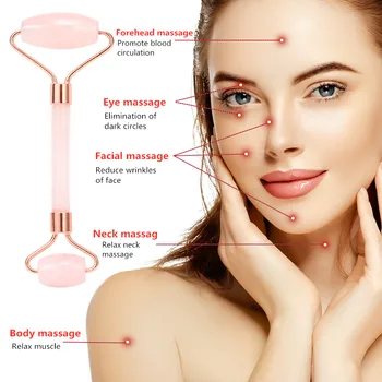 Jade Masaža Obraza Massager Obraza Sprostitev Dvižno Orodje Jade Rolling Stone Naravnih Rose Quartz Massager Lepotno Nego Kože Set