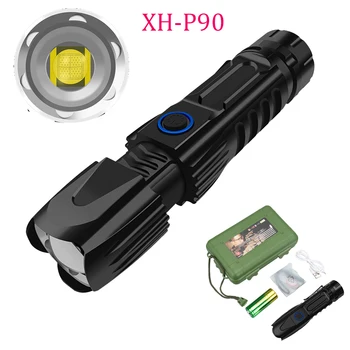 Močna LED Svetilka XHP90 Lučka noge 62000LM Taktično vodotesno Svetilko Pametni čip nadzor S spodaj napad cone