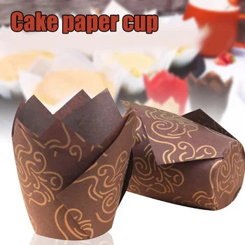 50pcs Tulipanov Peki Papir Skodelice Cupcake Muffin Obloge Ovijalnike Peko Skodelice Muffin Zdravljenje Pokal Poroko BOM666