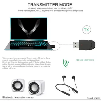 KN330 2021 Mini Wireless USB Bluetooth Dongle Adapterja 5.0 Bluetooth Glasbe, Audio Sprejemnik Oddajnik Za PC Zvočniki TV-Laptop