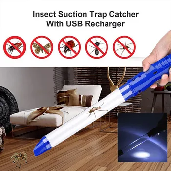 Polnilna insektov vakuumske past Zmogljiva Akumulatorska Insektov Lovilec z LED Luči, Vakuum (Varno Žuželke)