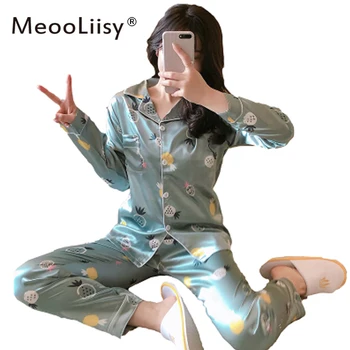 MeooLiisy Novo 2021 Saten Svila Pižamo Nastavite Leopard Tiskanja Ženske Sleepwear Moda Stranka Seksi More Ženske Spodnje Perilo, Homewear