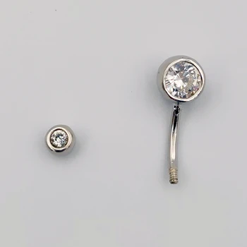 925 sterling srebrni Trebuh Gumb Popka Obroč Dvojno Gem Popka, Body Piercing Nakit 1.5x10 mm