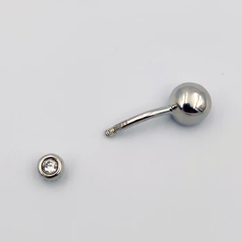 925 sterling srebrni Trebuh Gumb Popka Obroč Dvojno Gem Popka, Body Piercing Nakit 1.5x10 mm
