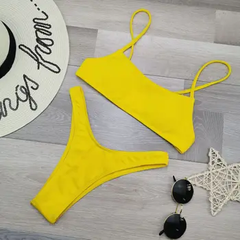 Seksi Micro Bikini Komplet Push Up Ženske Bikini Brazilski Tangice Bikini Kopalke Barva Kopalke Špageti Trak Kopalne Obleke