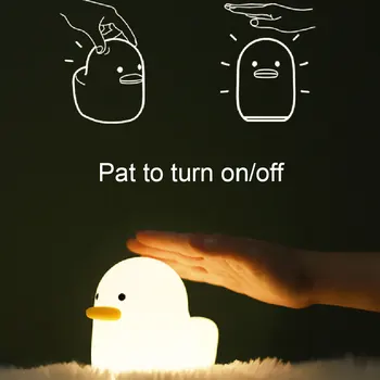 Rumena Račka Noč Lahkega Silikona Soft Touch Senzor Živali Raca Bela LED Nočna Lučka Za Otroka, Otrok, Otrok Spalnica Dekorativni