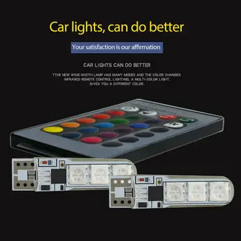 2PCS T10 Avto LED Daljinski upravljalnik 6SMD Pisane Silikonski Širina Osvetlitev Zaslona RGB Utripajoče Luči Avtomobila, Opozorilne Luči Signalna luč
