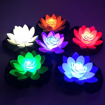 LED Cvet Svetlo Plava Umetni Lotus Svetlobe Vodnjak Ribnik, Vrt Decoraiton Lučka Mikro Krajine Bazenu Vode, ki Želijo Luči