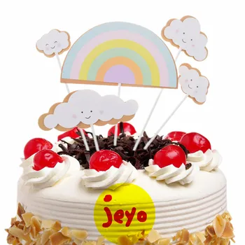 Torto Pokrivalo Mavrica Bi Traku Luna Otroci Happy Birthday Cupcake Toppers Zastav Torto Peko Baby Tuš Stranko Poroko DIY Dekor