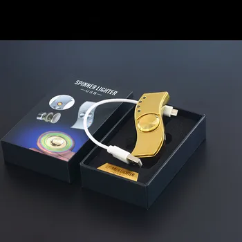 2017 Nova USB Ročno Kolesce Lažji za ponovno Polnjenje Elektronski Vžigalnik za Cigarete Turbo Lažji Cigar Plazme Impulz Lažji Prst gyro