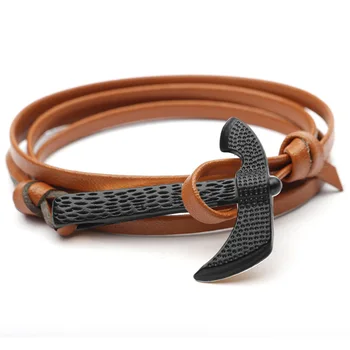 Sekira Wrap-Viking Zapestnice Moški Usnjeni Dodatki Bojna Sekira Ročno Pirat-Zapestnica Za Moške