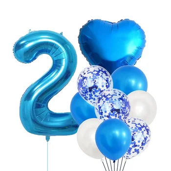 10Pcs Rojstni dan Baloni, Dekoracija Modra Številka Folijo Latex Balon Za Otroke Eno Leto, Rojstni dan Fant Dekor Baby Tuš Balon