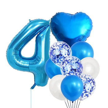 10Pcs Rojstni dan Baloni, Dekoracija Modra Številka Folijo Latex Balon Za Otroke Eno Leto, Rojstni dan Fant Dekor Baby Tuš Balon