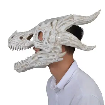 Halloween Grozo Cosplay Latex Dinozaver Masko Stranka Dekoracijo Živali Poln Obraz Masko Za Moške Fantje Simulacije Zmaj Kosti Pokrivala