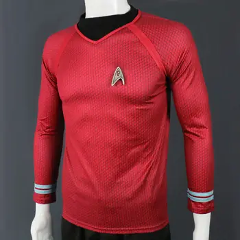 Startreks v temi Kapitan Kirk Shirt Oblika Cosplay Kostum Rdeče Različica Velikost Za Moške