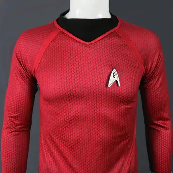 Startreks v temi Kapitan Kirk Shirt Oblika Cosplay Kostum Rdeče Različica Velikost Za Moške